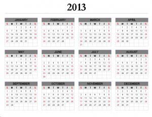 Gite holiday 2013 calendar